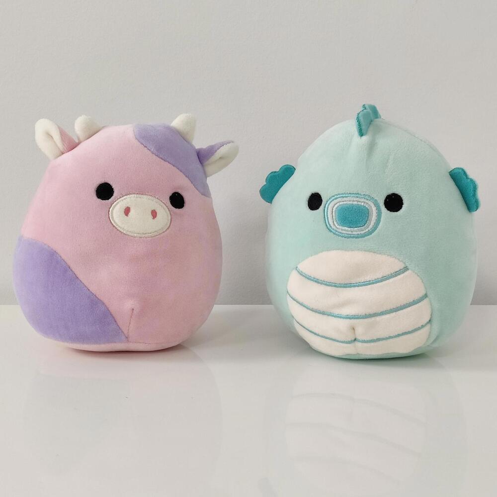 Squishmallow Patty the Cow & Sheldon The Seahorse 5” Plush Toy Kellytoy
